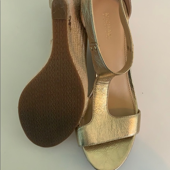 Michael Kors Gold Leather Platform Wedge - Picture 4 of 7